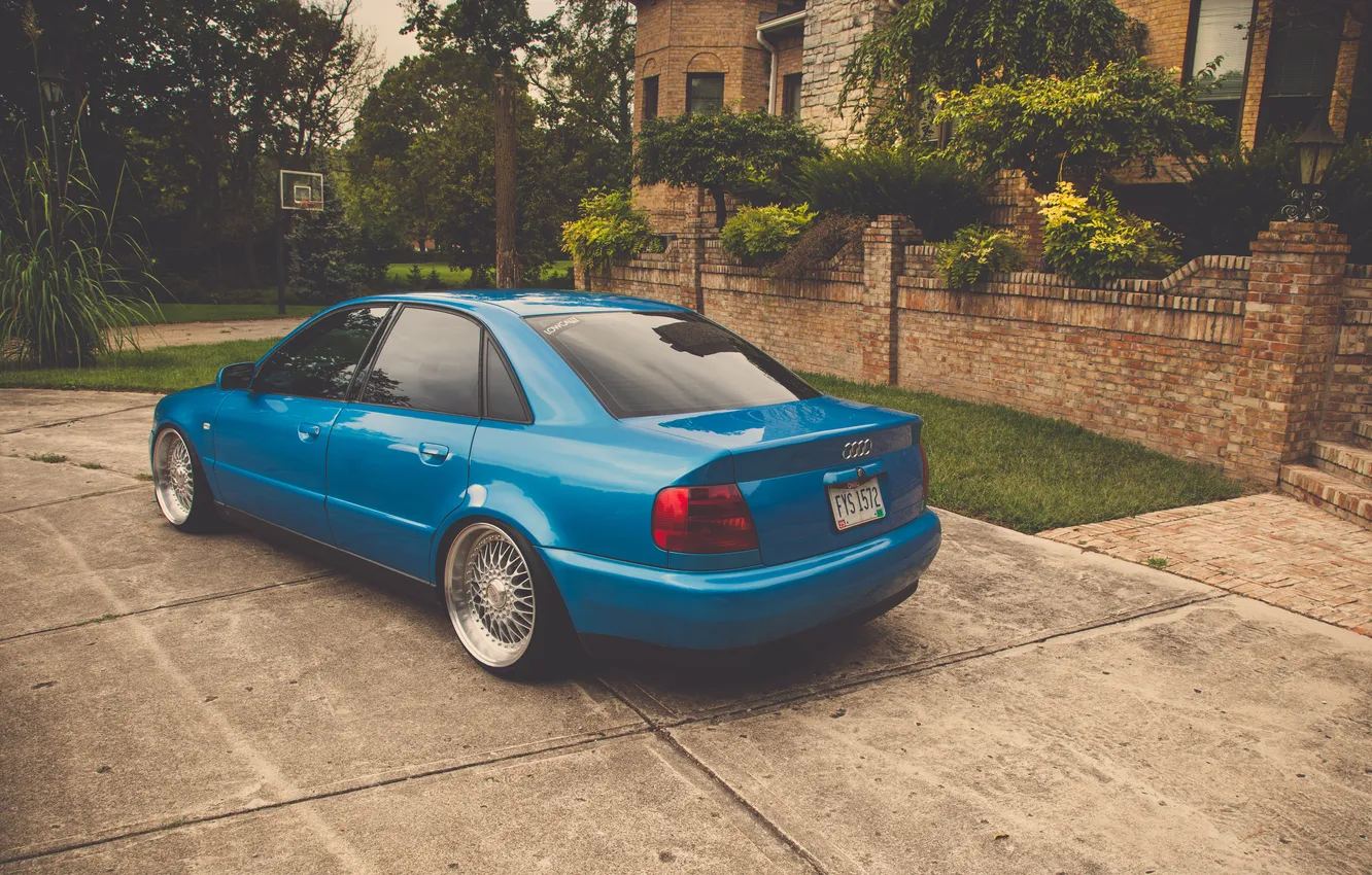 Photo wallpaper blue, Audi, Audi, tuning, blue, stance