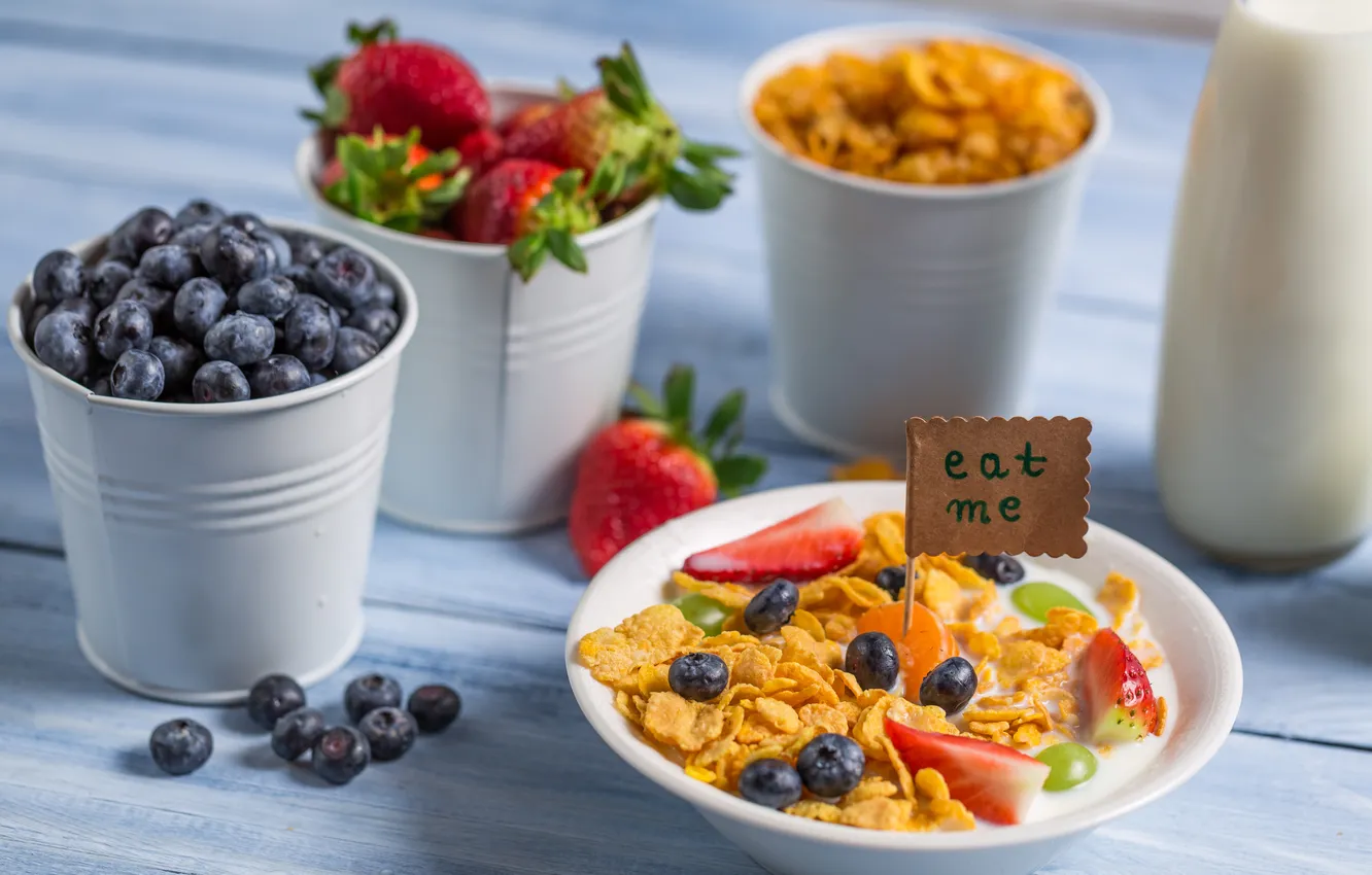 Photo wallpaper food, Breakfast, strawberry, fruit