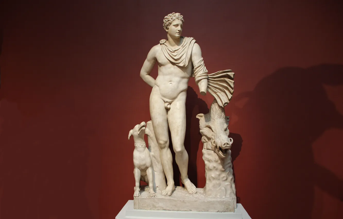 Photo wallpaper dog, Moscow, statue, sculpture, Nude, copy, the young man, Boar