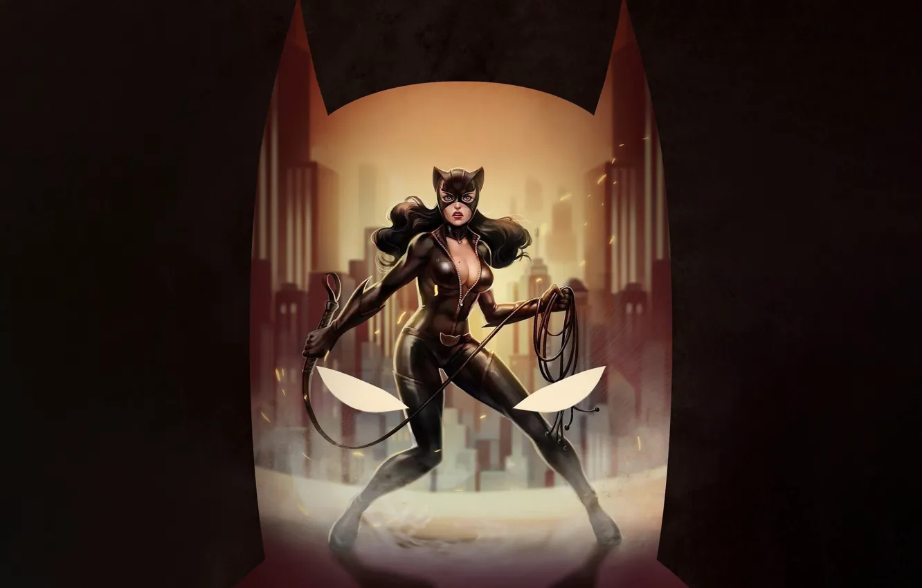 Photo wallpaper figure, figure, costume, latex, Catwoman, Batman, art, characters