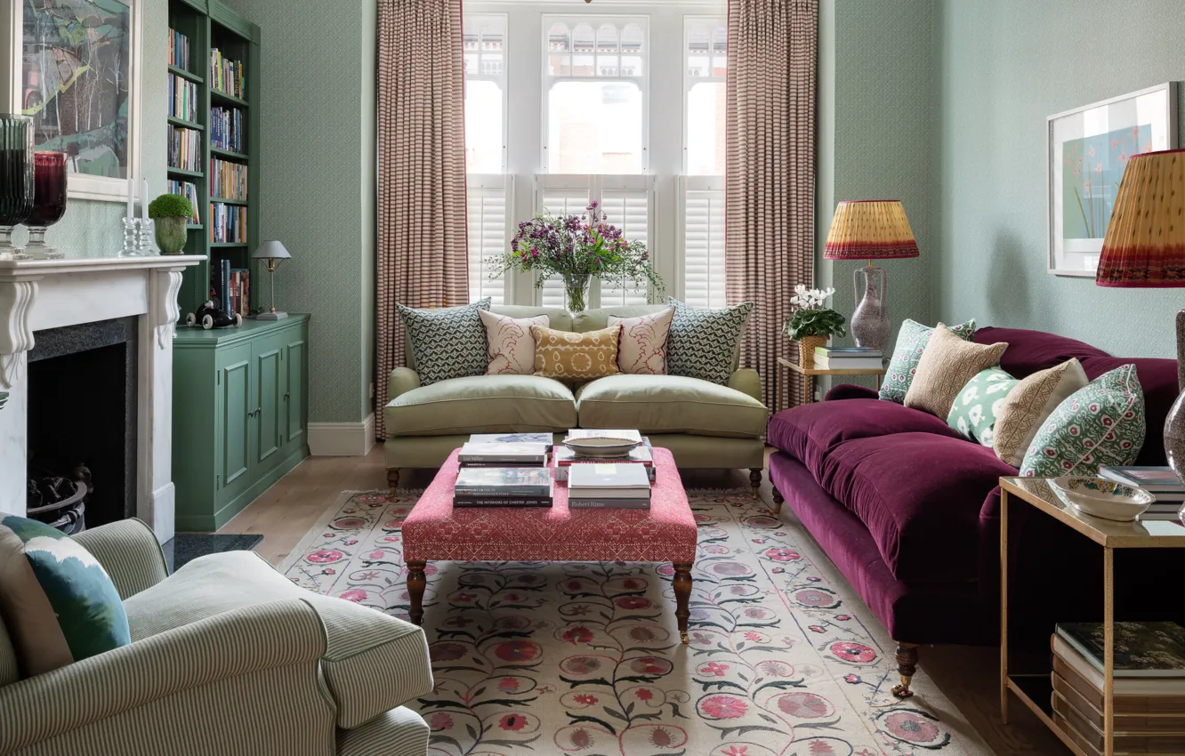 Photo wallpaper design, style, room, interior, fireplace, living room, Louisville, ©ZAC+and+ZAC