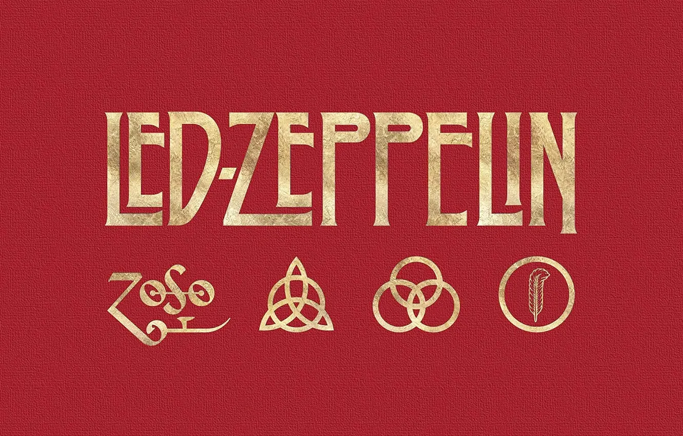 Photo wallpaper music, logo, group, red background, Led Zeppelin