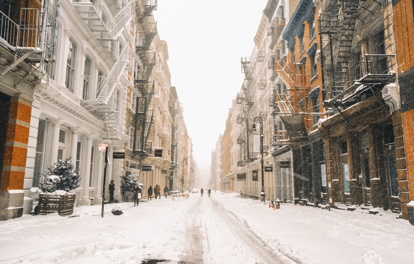 Photo wallpaper New York, winter, snow