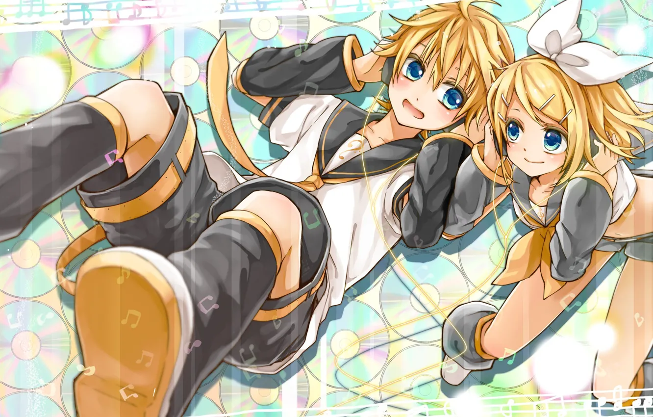 Photo wallpaper girl, anime, guy, two, Vocaloid, Vocaloid, Kagamine Len, Kagamine Rin