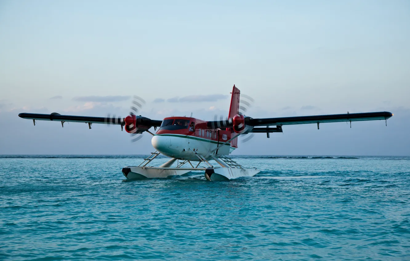 Photo wallpaper water, landing, Airplane