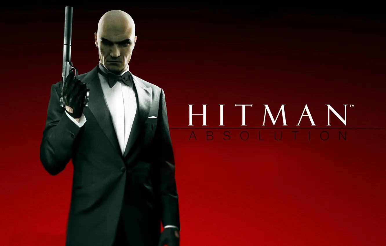 Photo wallpaper gun, weapons, bald, muffler, DLC, Agent 47, Hitman Absolution, forty-seventh