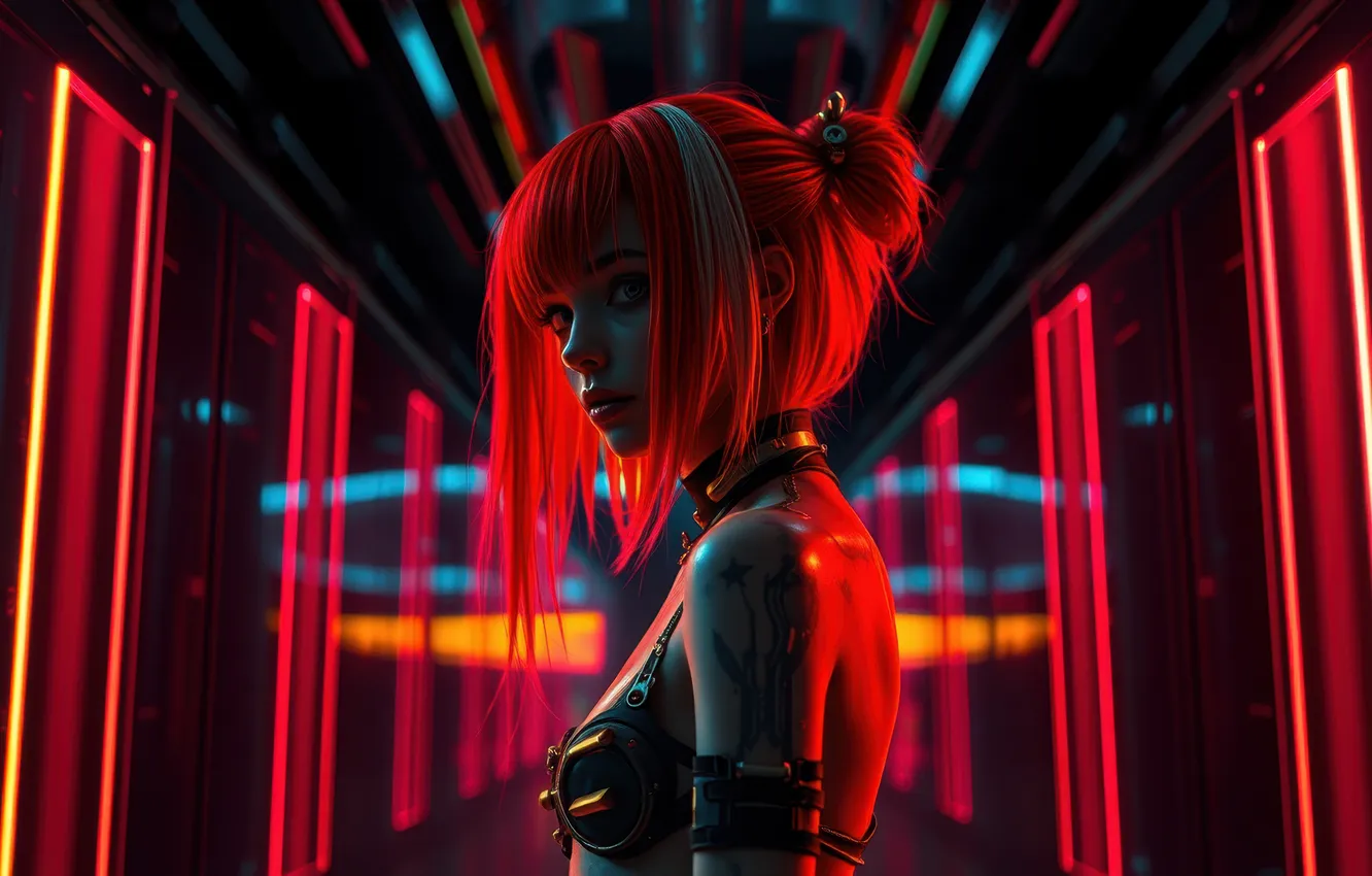 Photo wallpaper cyborg, futuristic, Cyberpunk, cyborg girl