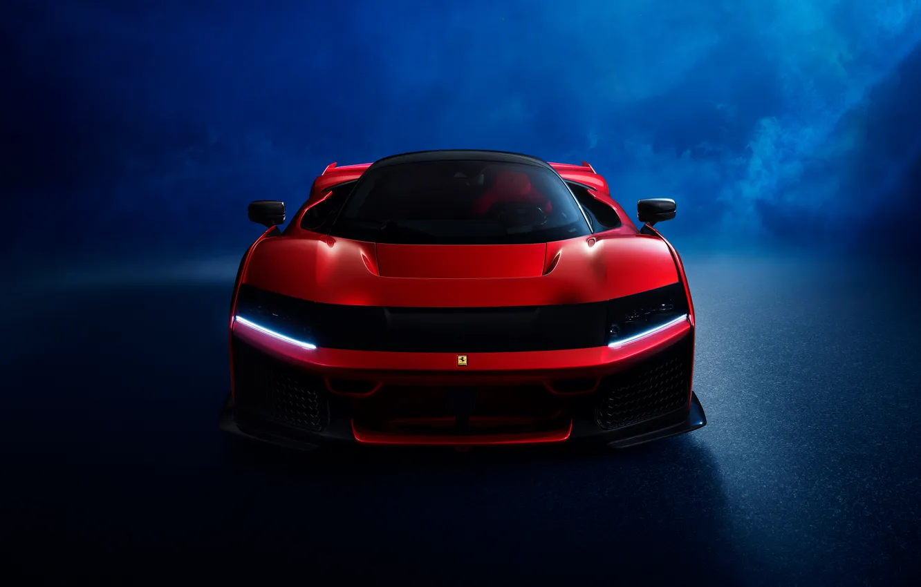 Photo wallpaper Front, Supercar, Front view, 2025, Italy Car, V6 Engine, Red & Black, Twin Turbo Hybrid