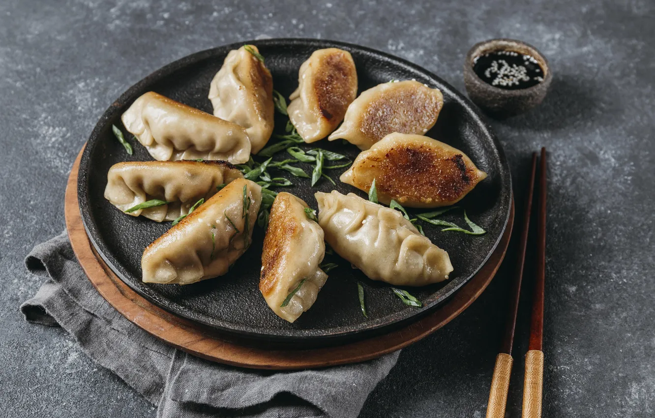 Photo wallpaper angle, japanese, high, dumplings, assortment