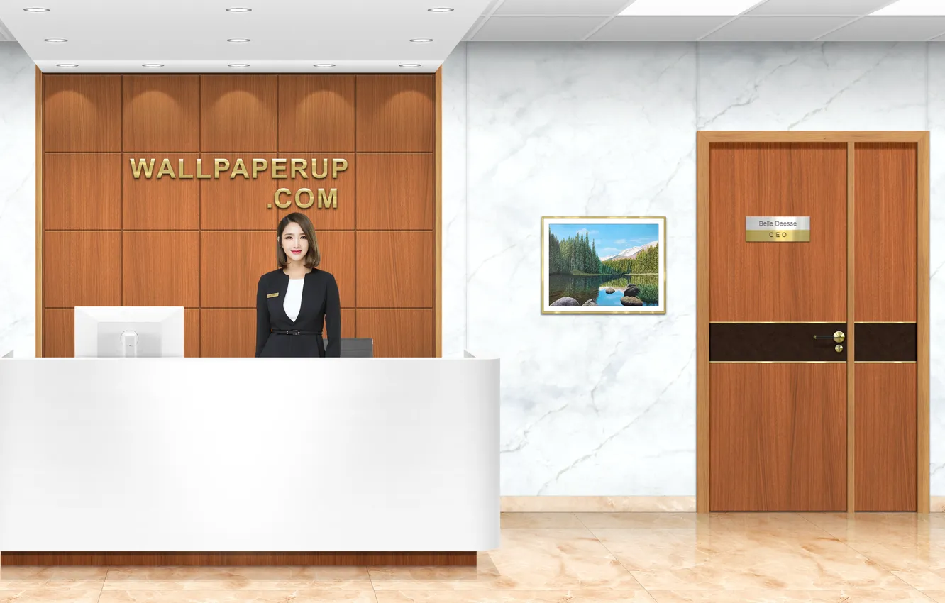 Photo wallpaper woman, Reception, reception desk