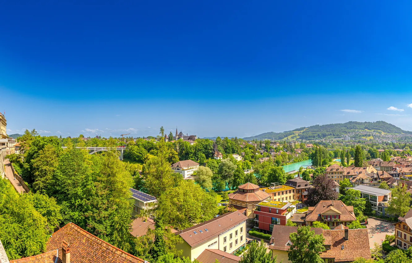 Photo wallpaper mountains, home, Switzerland, panorama, Bern