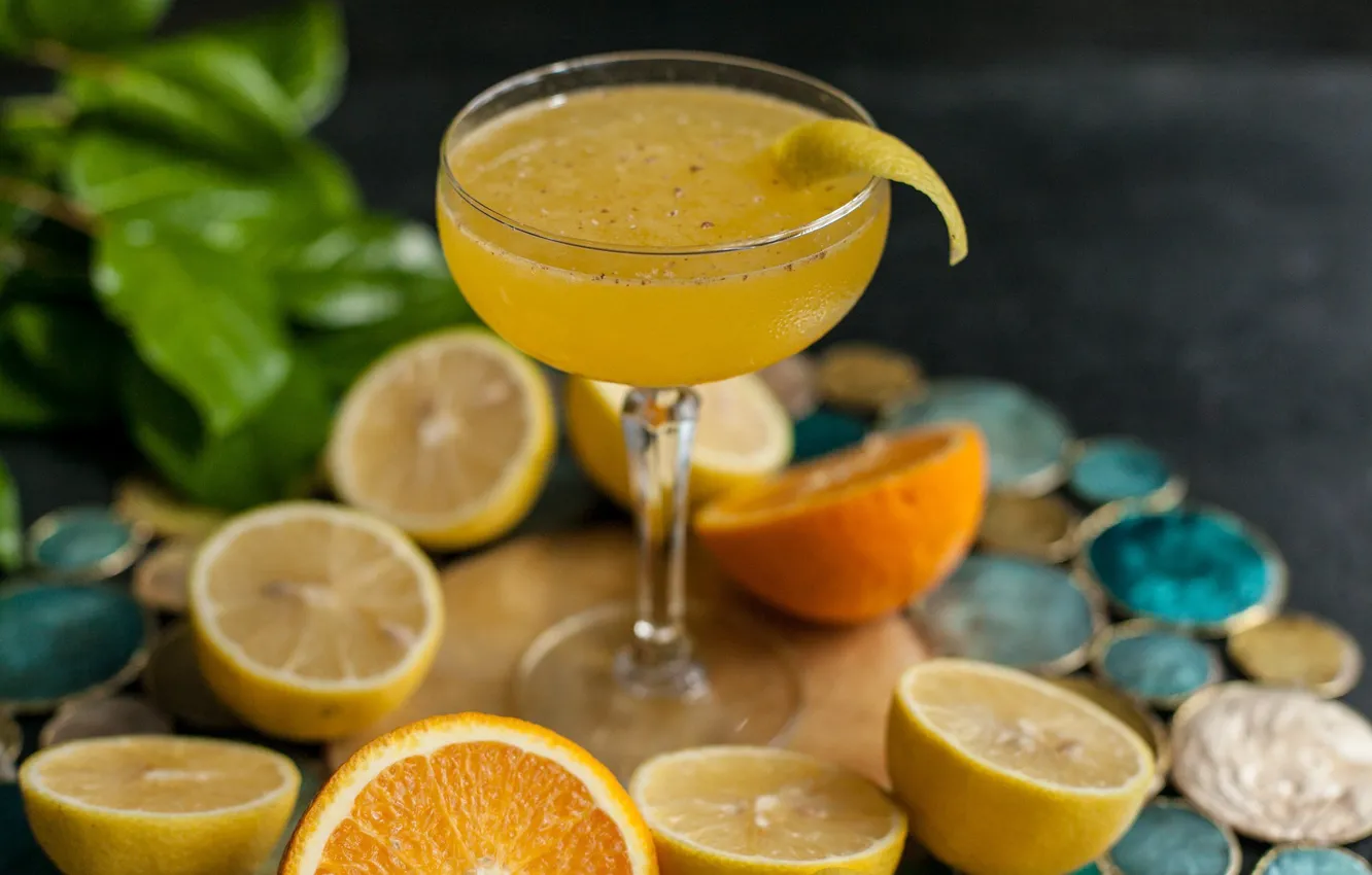 Photo wallpaper ice, citrus, juice, glass, orange, drink