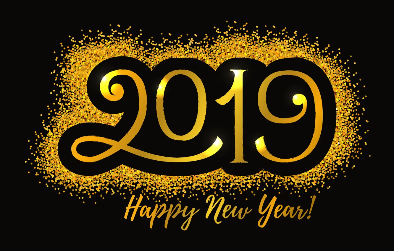 Photo wallpaper gold, new year, figures, golden, black background, black, background, New Year
