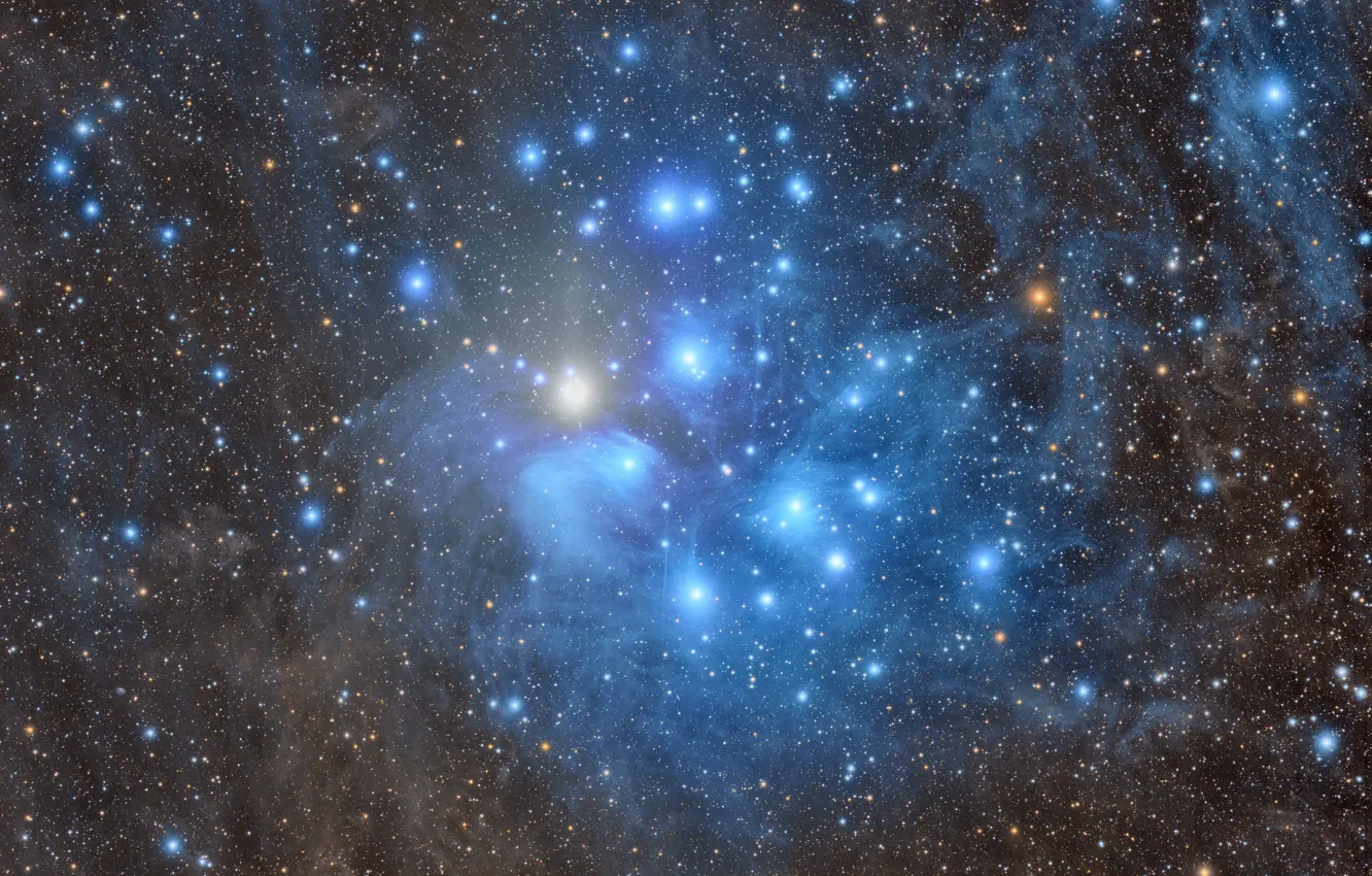 Photo wallpaper stars, The Pleiades, M45, scattered star cluster