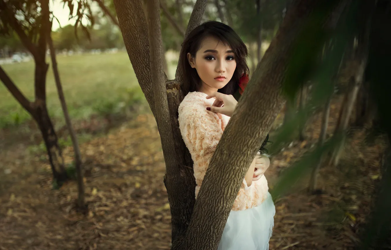 Photo wallpaper look, portrait, Oriental girl