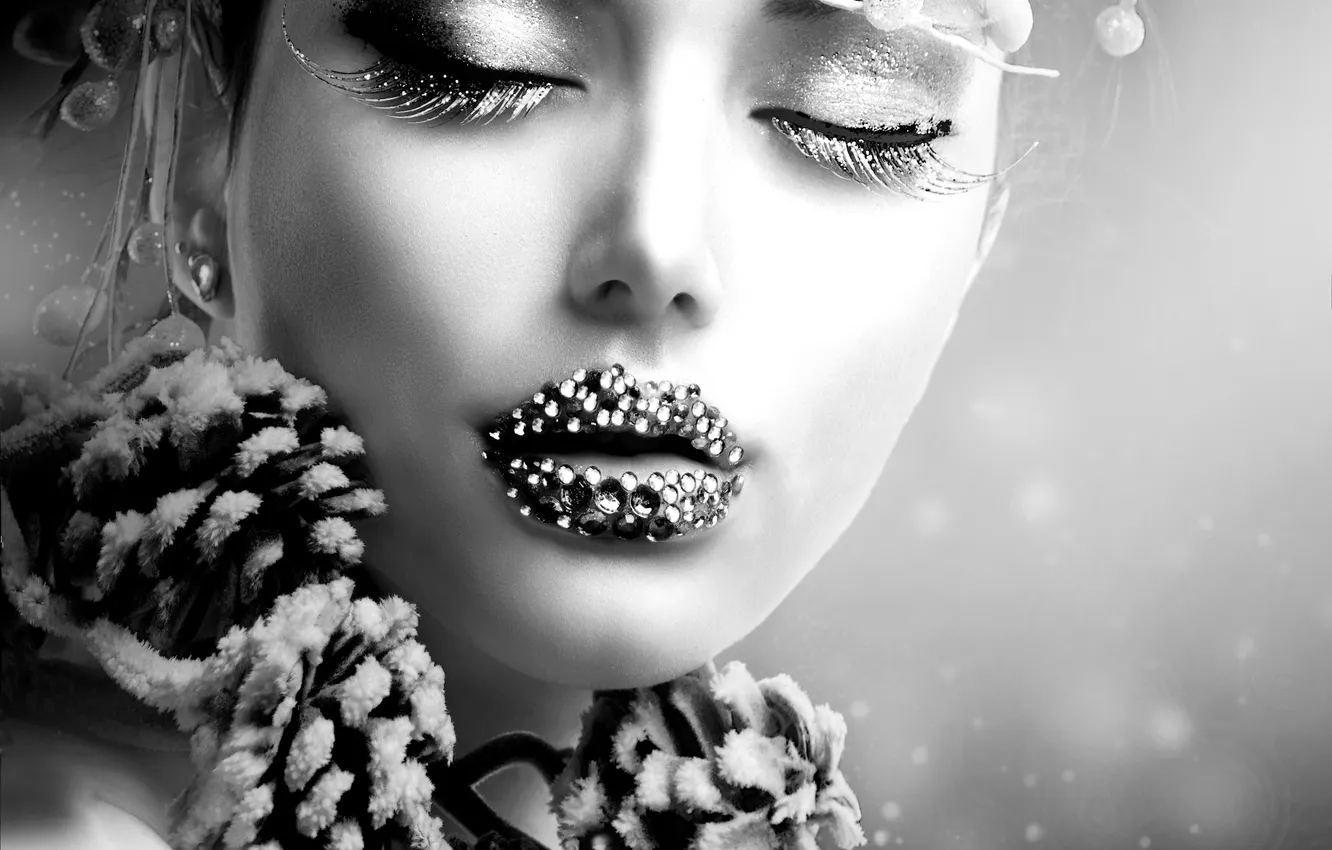 Photo wallpaper face, eyelashes, makeup, lips, bump