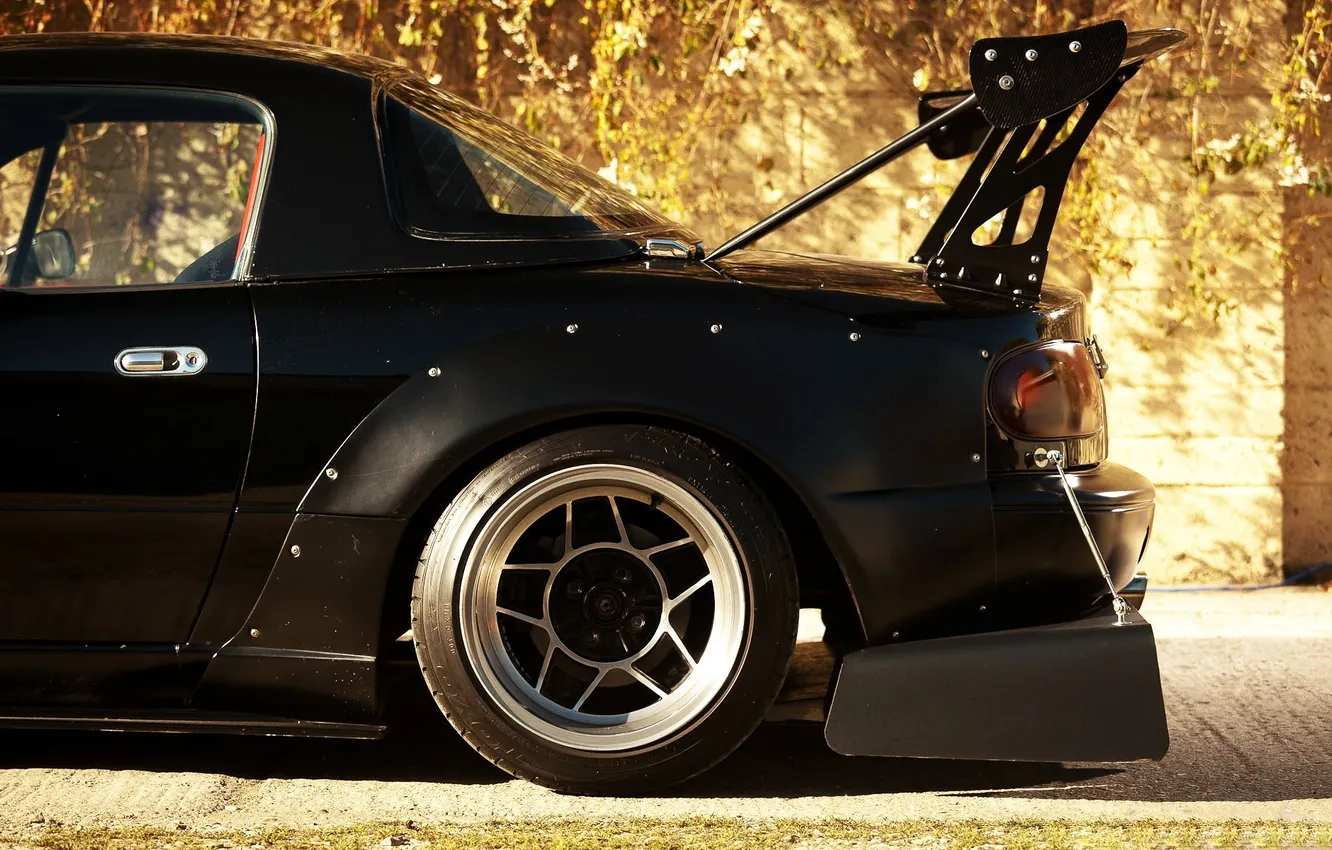 Photo wallpaper machine, auto, black, Mazda, spoiler, MX-5