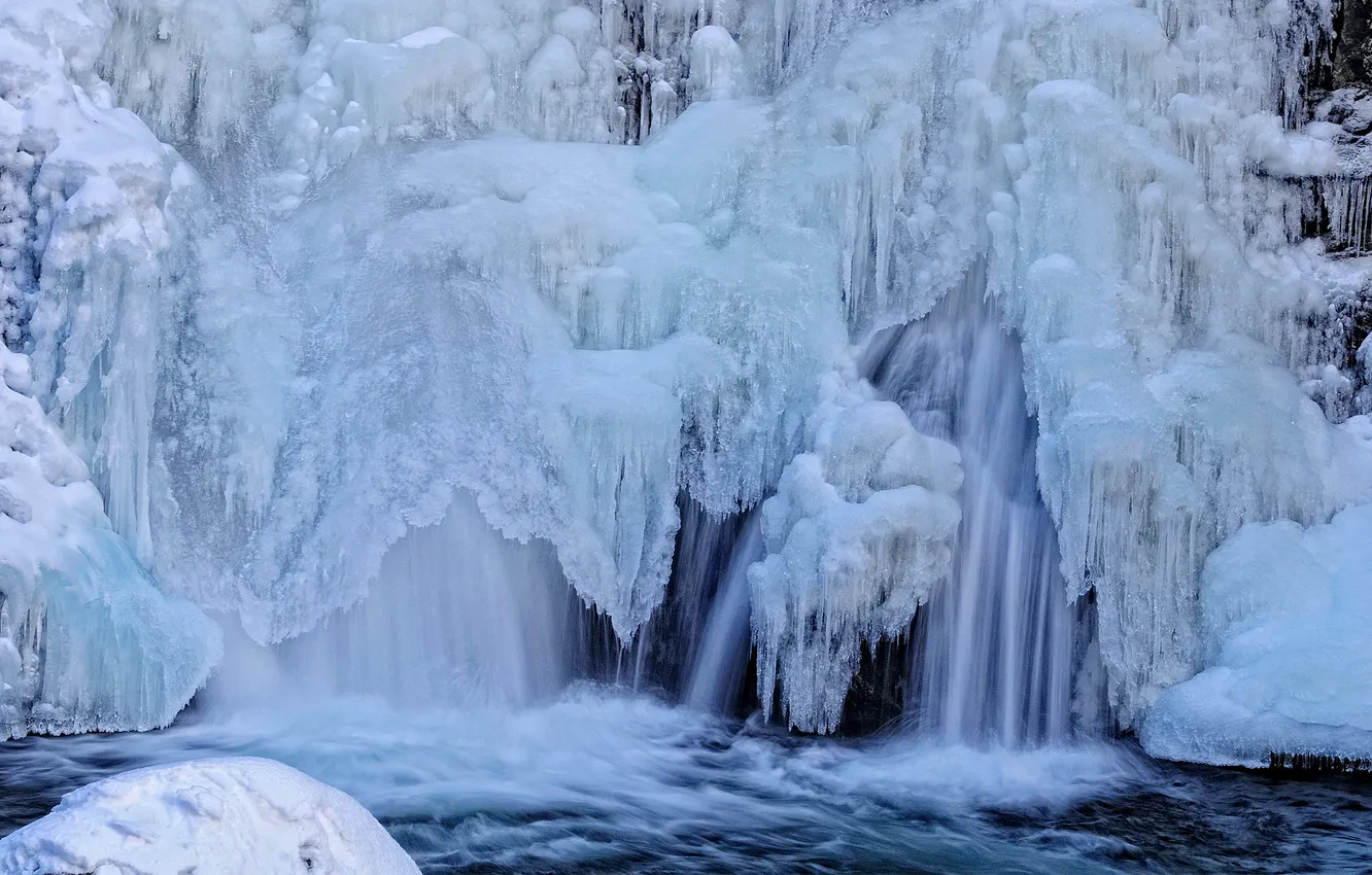 Photo wallpaper ice, winter, waterfall