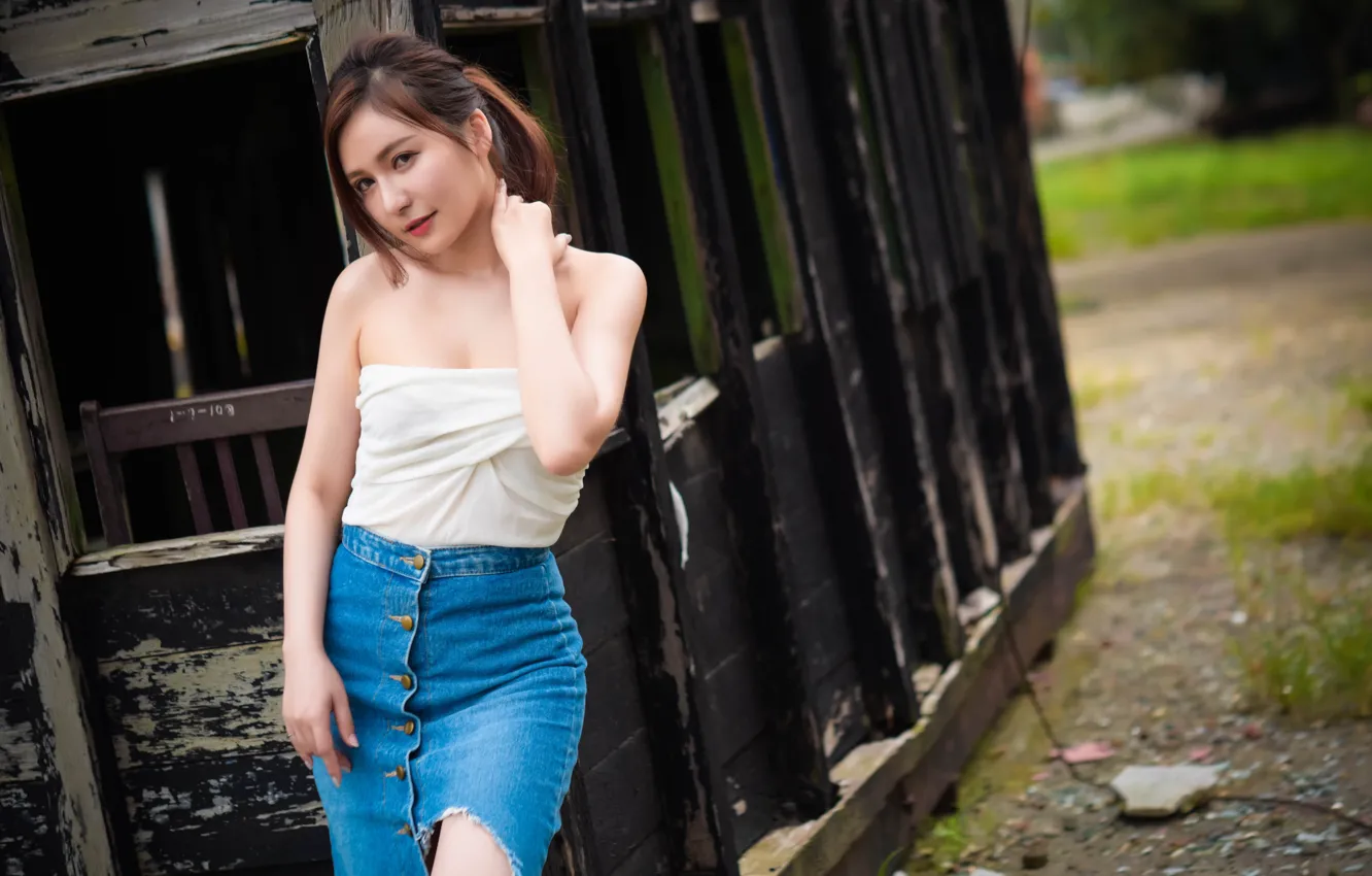 Photo wallpaper girl, background, Asian