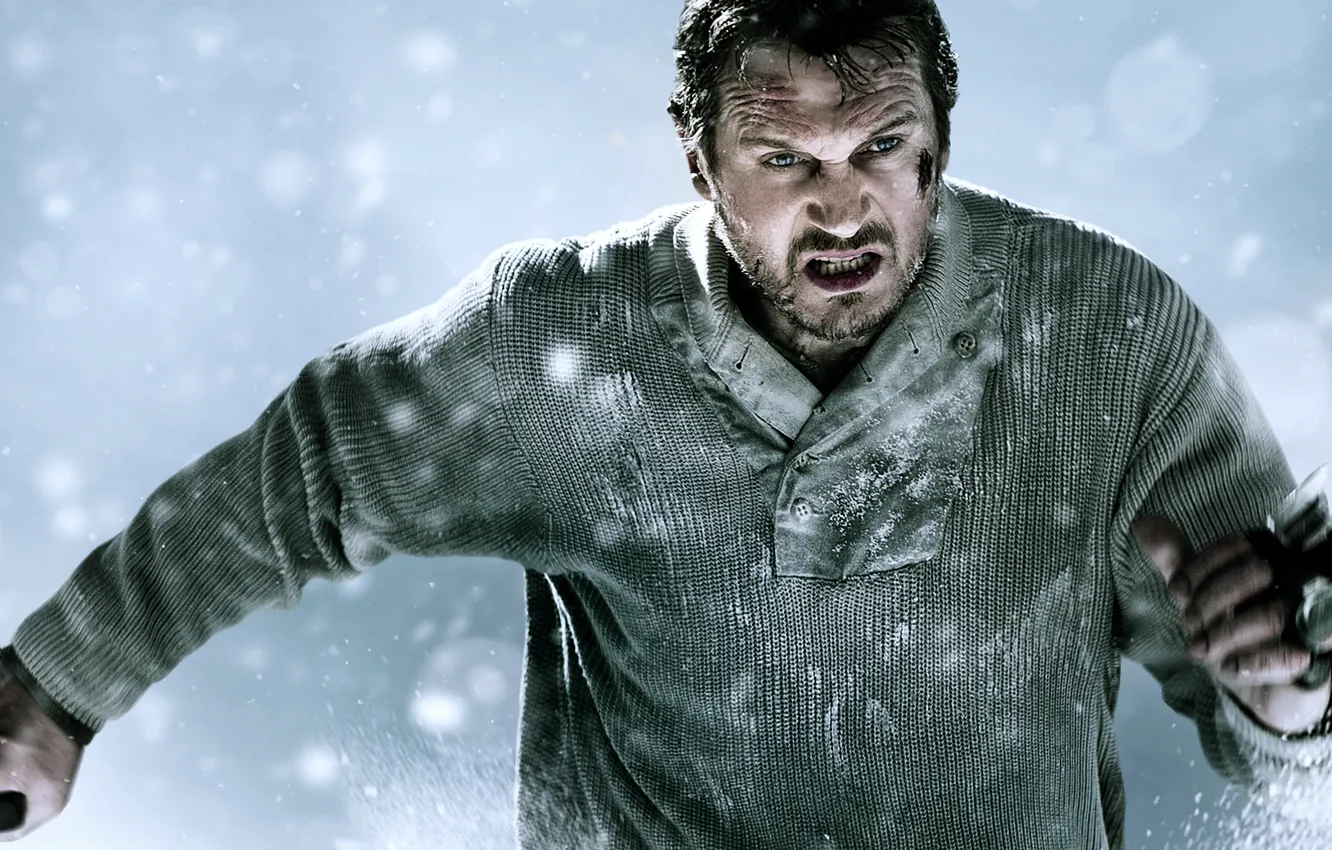 Photo wallpaper snow, the film, knife, fight, Grey, The, Liam, Neeson