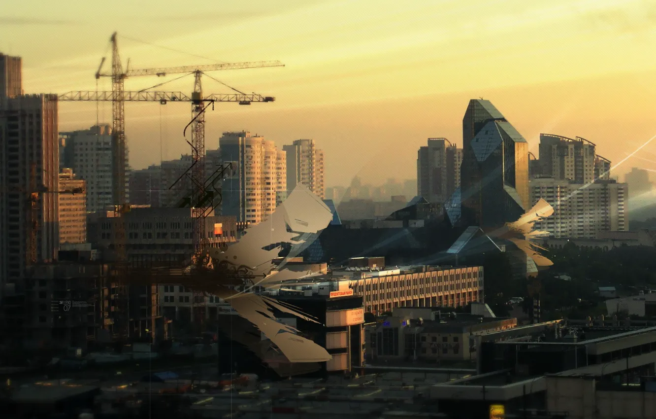Photo wallpaper crane, Moscow, Building