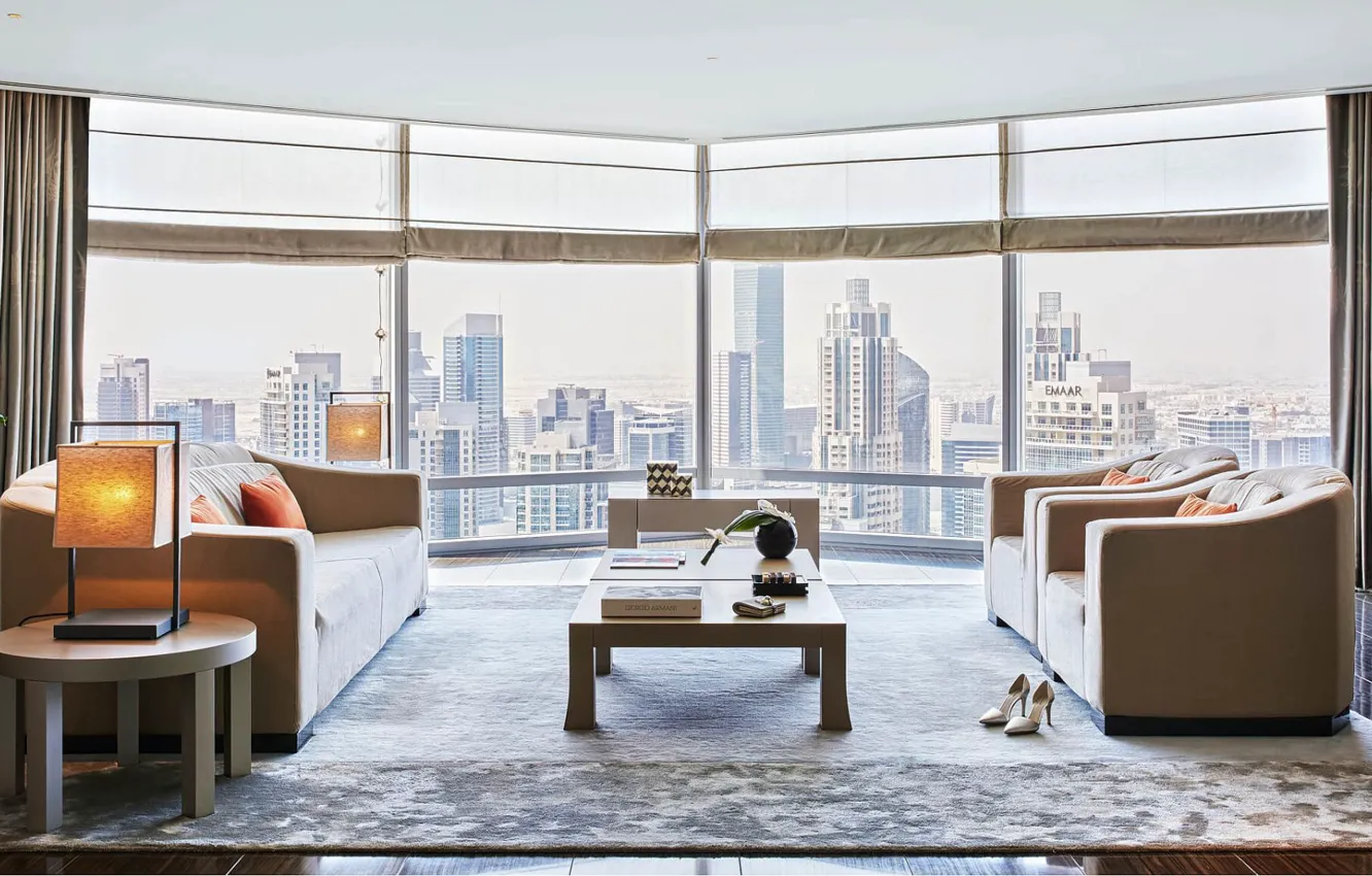 Photo wallpaper interior, Dubai, living room, United Arab Emirates, Armani Hotel