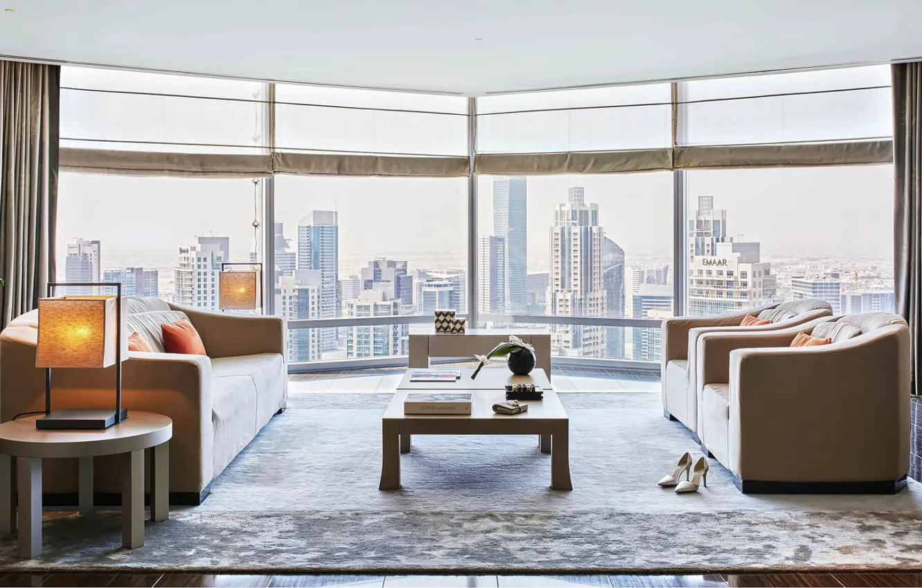 Photo wallpaper interior, United Arab Emirates, Dubai, living room, Armani Hotel