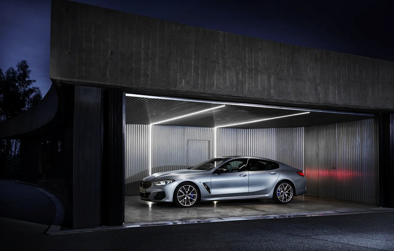Photo wallpaper light, coupe, the evening, garage, BMW, Gran Coupe, 8-Series, 2019
