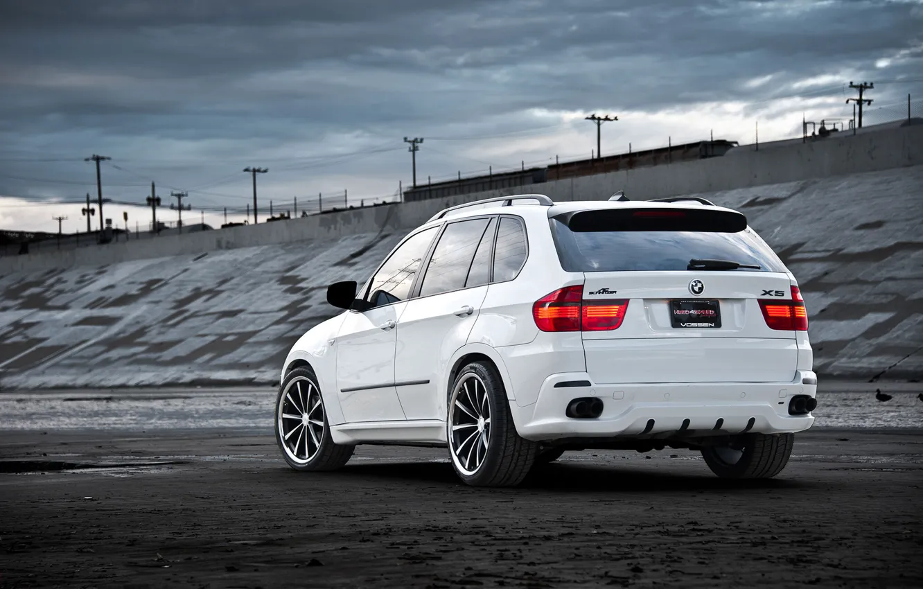 Photo wallpaper white, the sky, BMW, BMW, white, the rear part, crossover