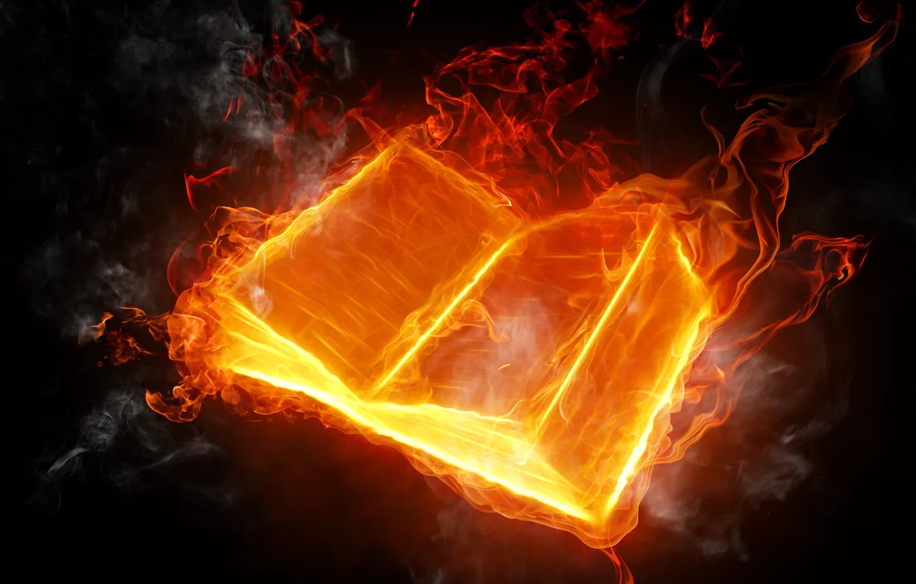 Photo wallpaper background, fire, flame, black, languages, book