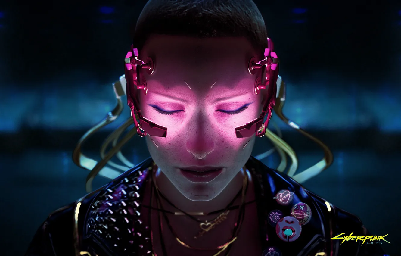 Photo wallpaper girl, face, cyborg, Cyberpunk 2077, Cyberpunk 2077
