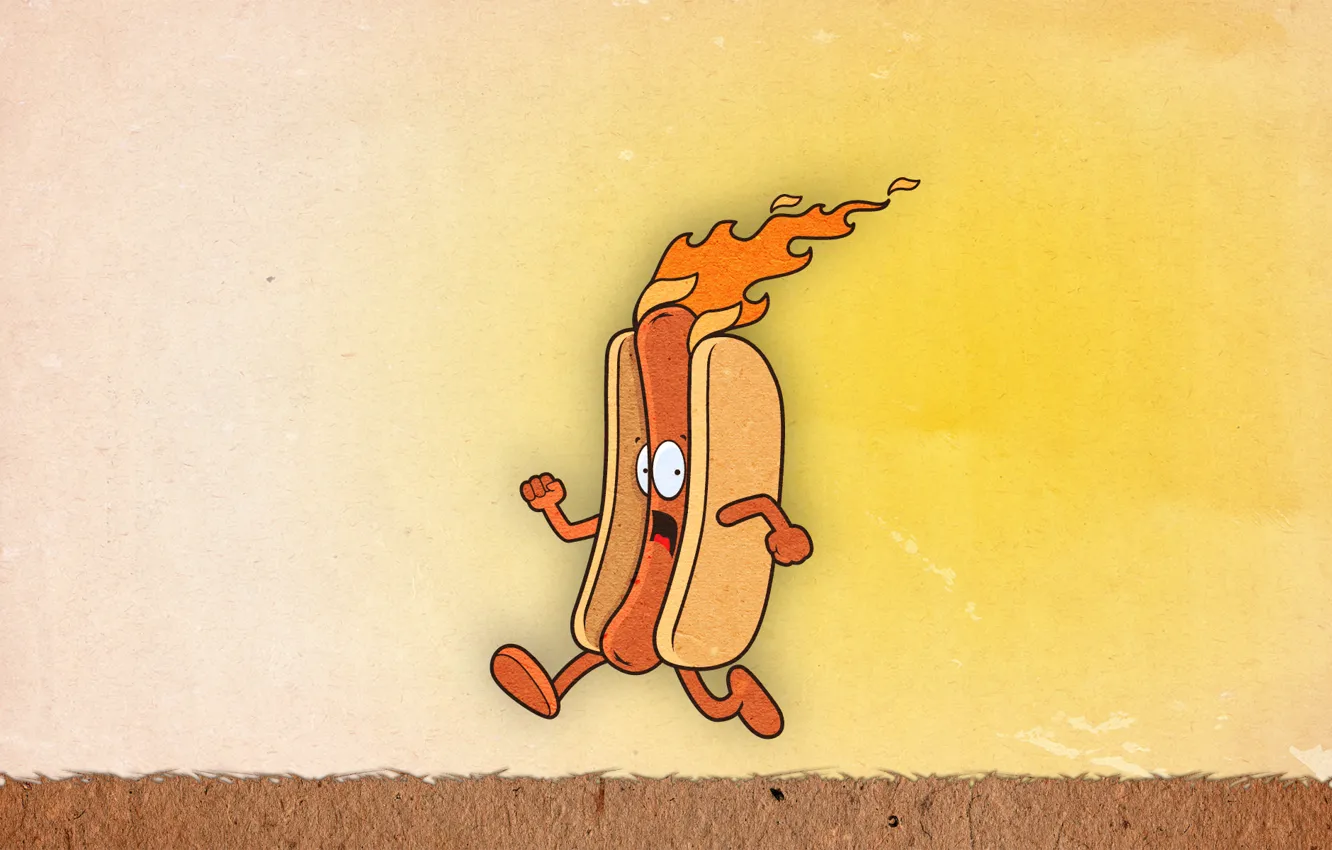 Photo wallpaper runs, burns, hot dog, hot-dog