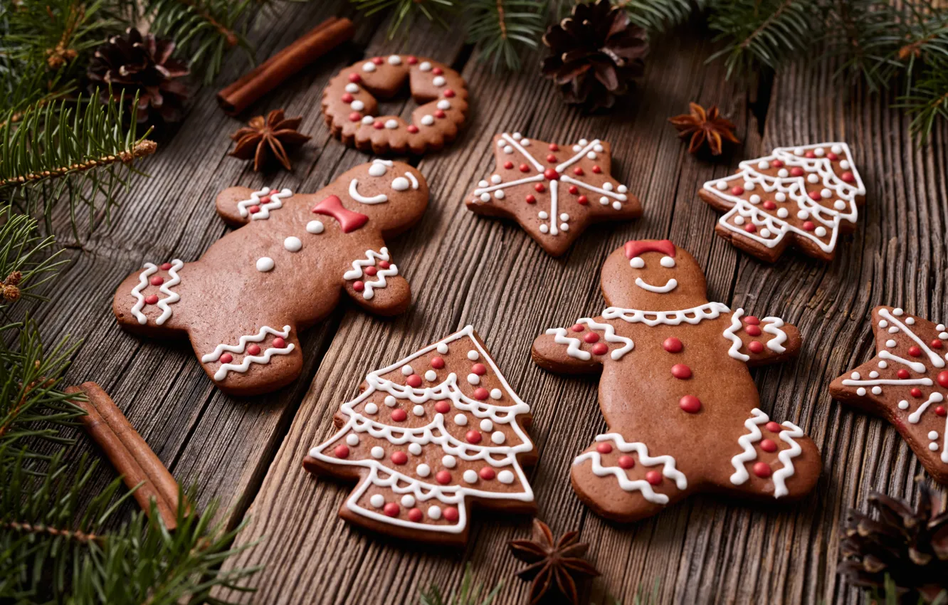 Photo wallpaper new year, cookies, Christmas, Christmas, cakes, sweet, Xmas, glaze