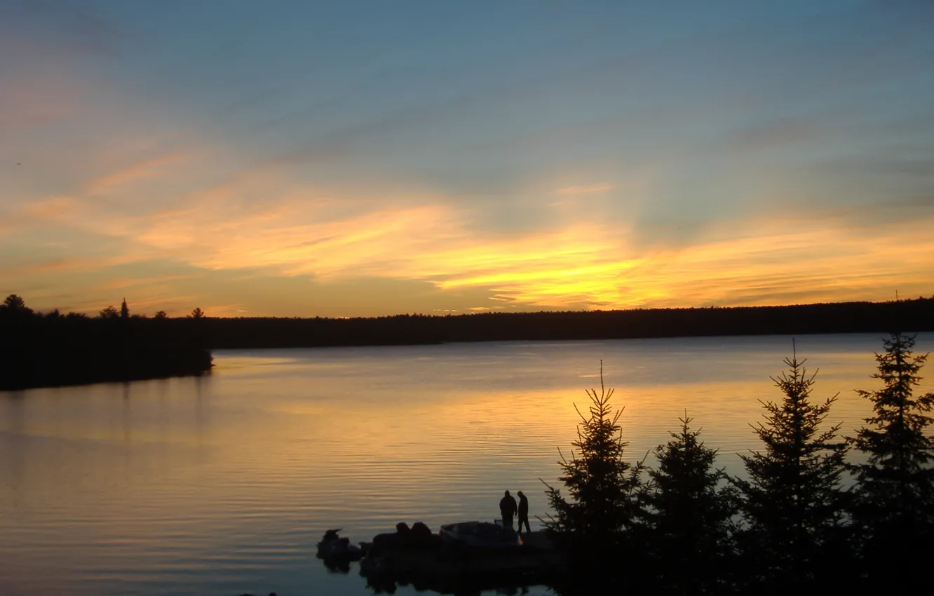 Photo wallpaper sunset, nature, river, river, nature, sunset