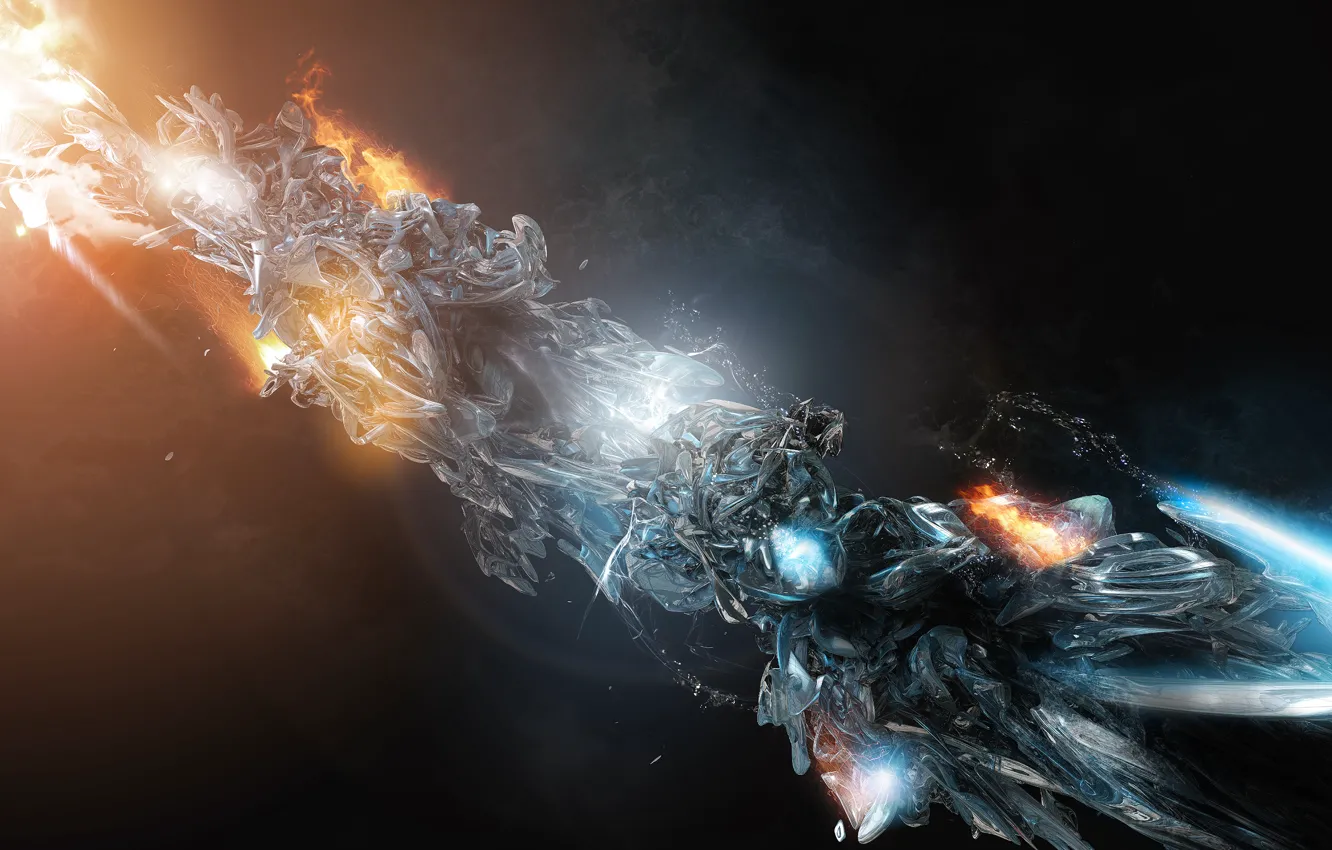 Photo wallpaper ice, lights, the flow, figure, form