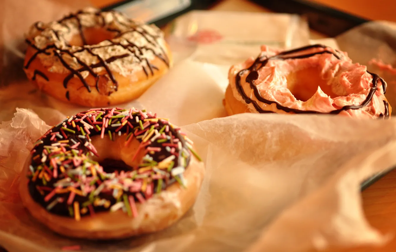 Photo wallpaper food, chocolate, Breakfast, food, donuts, different, muffin, cream