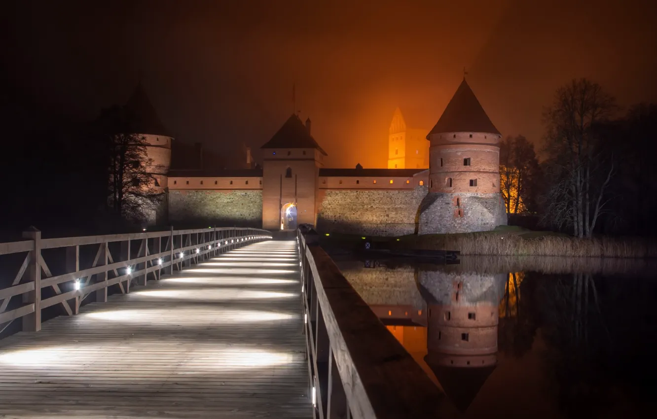 Photo wallpaper Trakai, Lithuania, pilis, nights