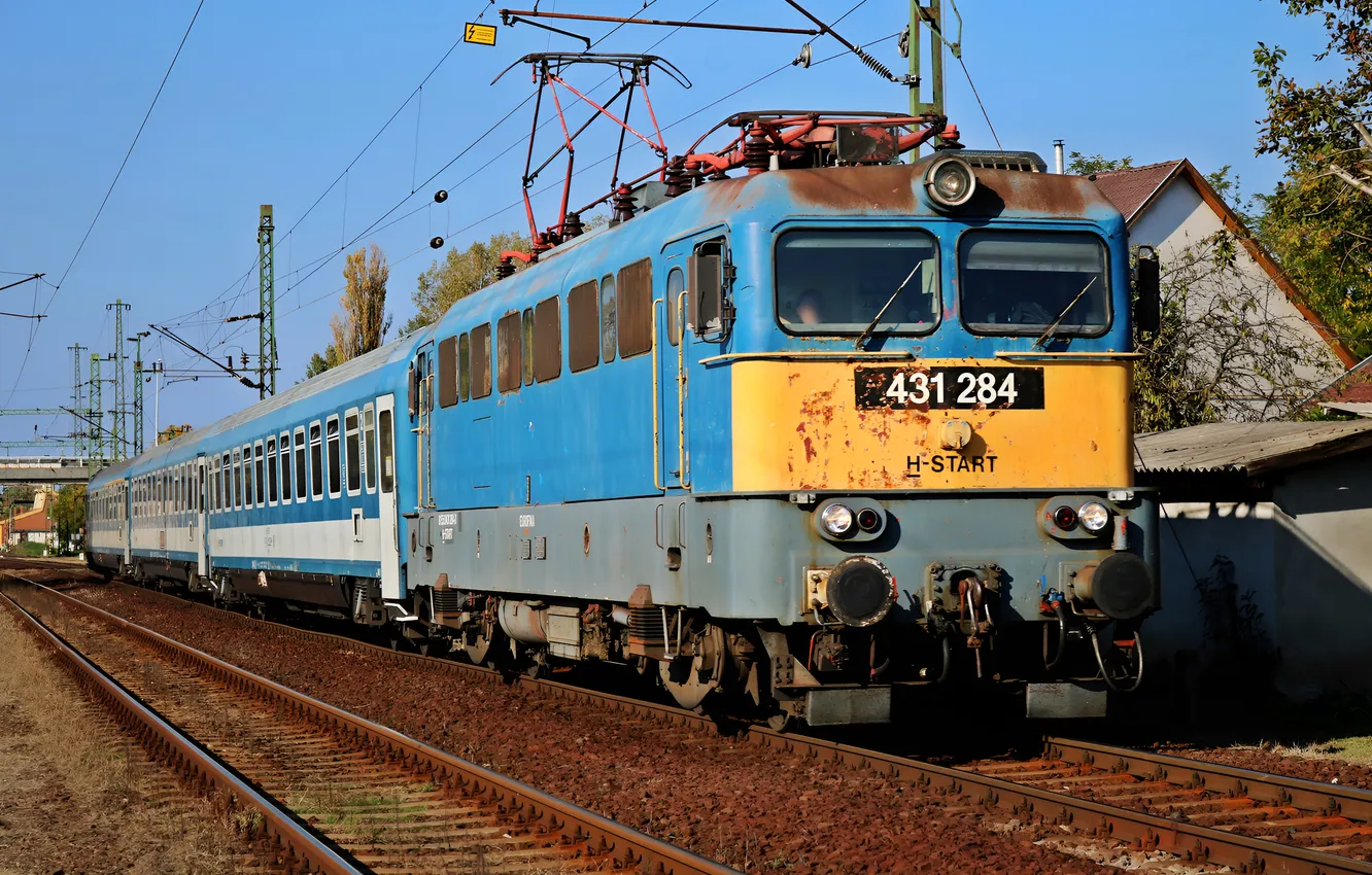 Photo wallpaper train, cars, composition, railway tracks