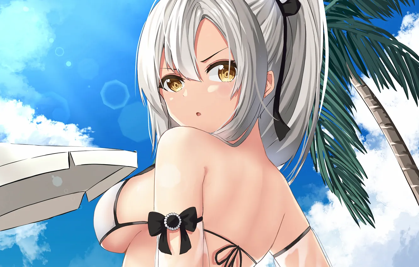 Photo wallpaper girl, sexy, cleavage, long hair, boobs, anime, beautiful, pretty