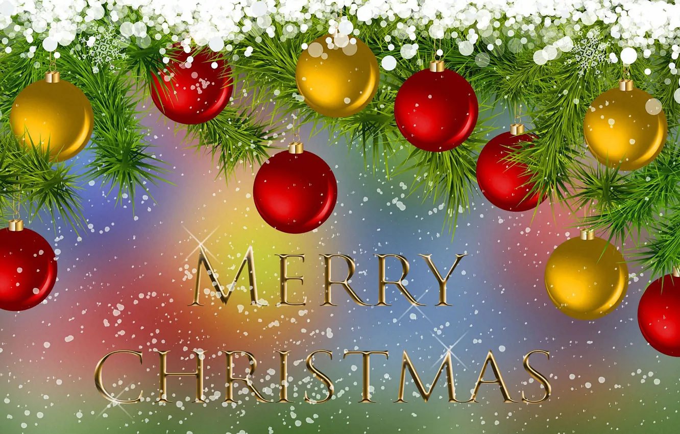 Photo wallpaper Christmas, Bombki, Twigs