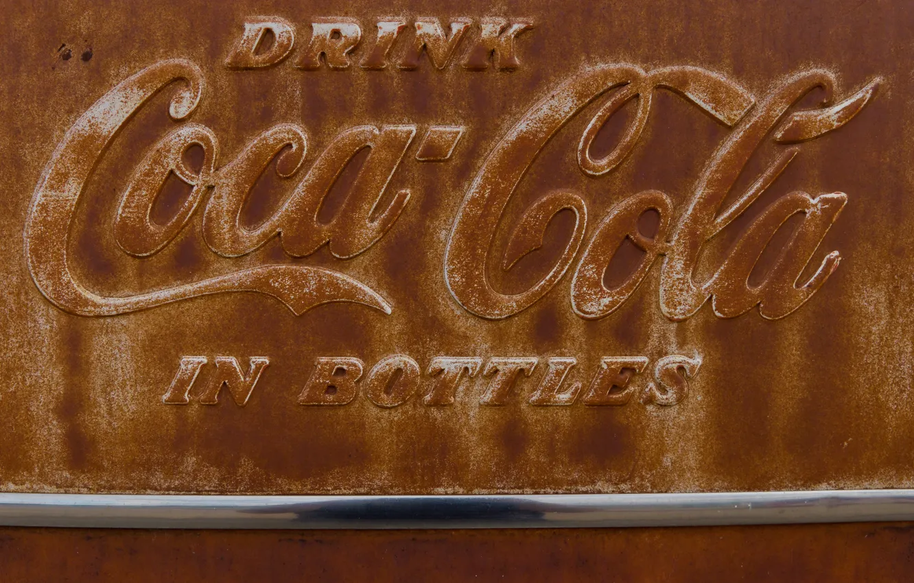 Photo wallpaper metal, logo, rust, drink, Coca-Cola