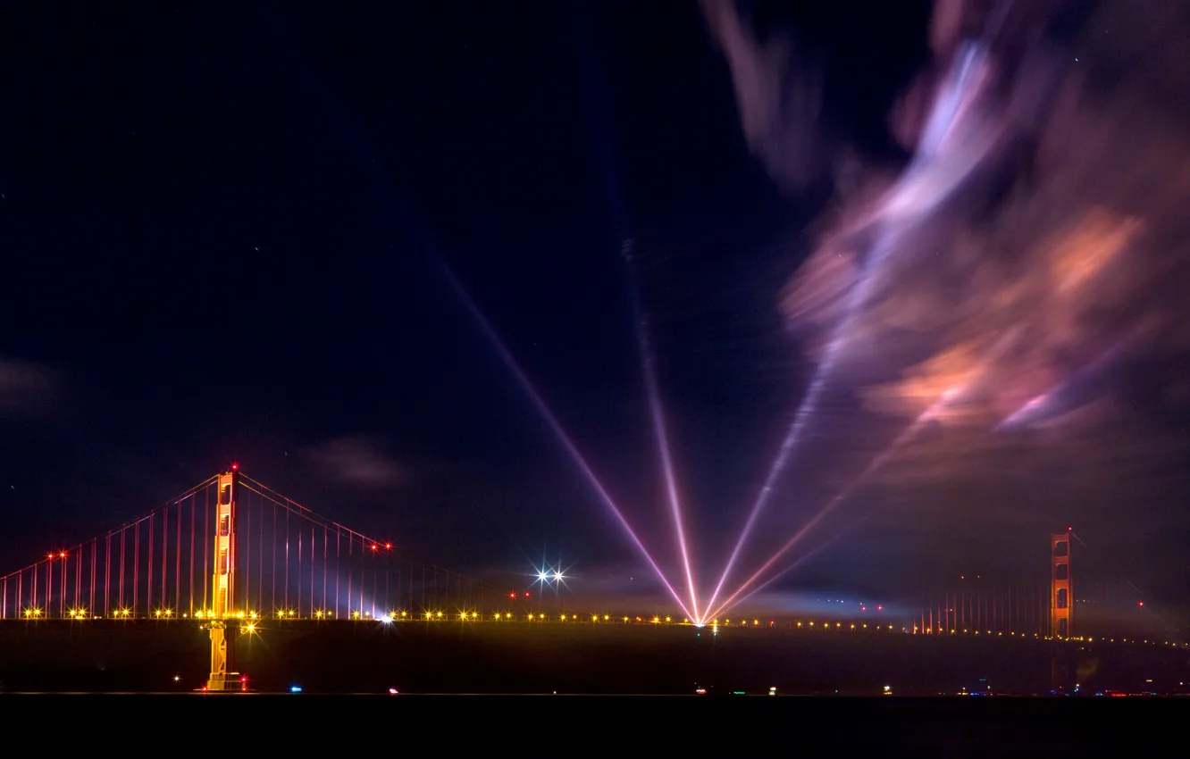 Photo wallpaper Bridge, Night, Golden Gate, USA, USA, Golden Gate Bridge, Night, San Francisco