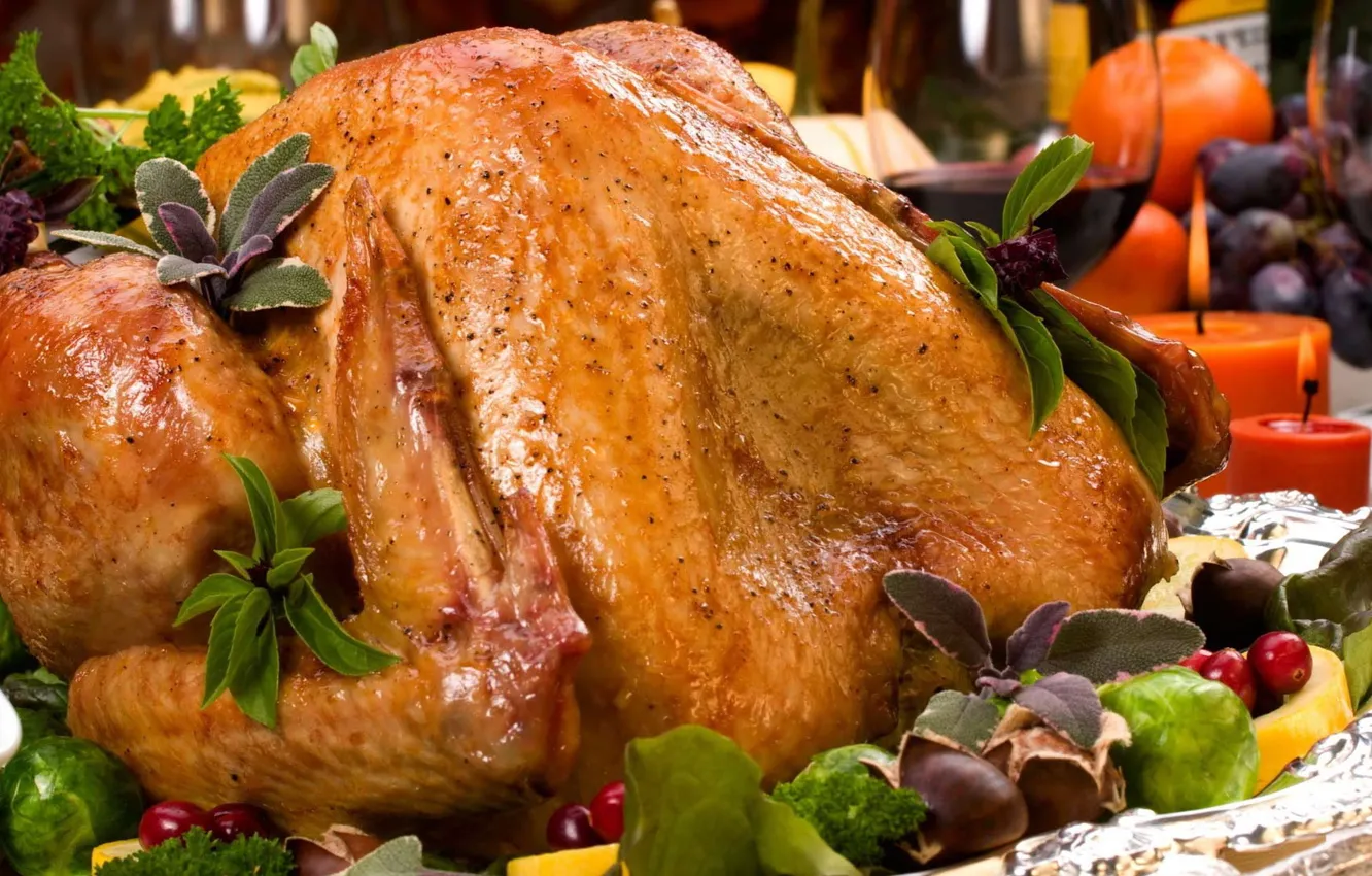 Photo wallpaper candles, meat, vegetables, Turkey