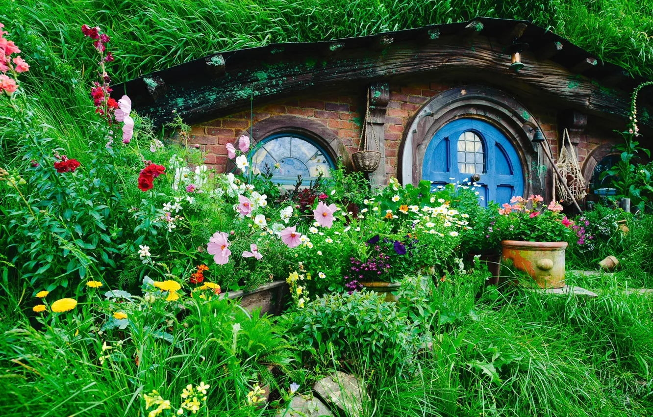 Photo wallpaper flowers, Nora, the door, Shir, The hobbit, Hobbiton