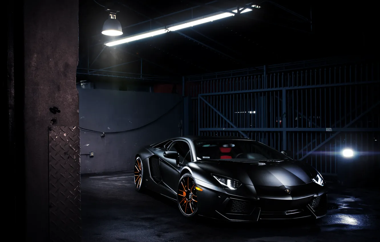 Photo wallpaper glare, lamp, Lamborghini, Lamborghini, black, black, Lamborghini, LP700-4