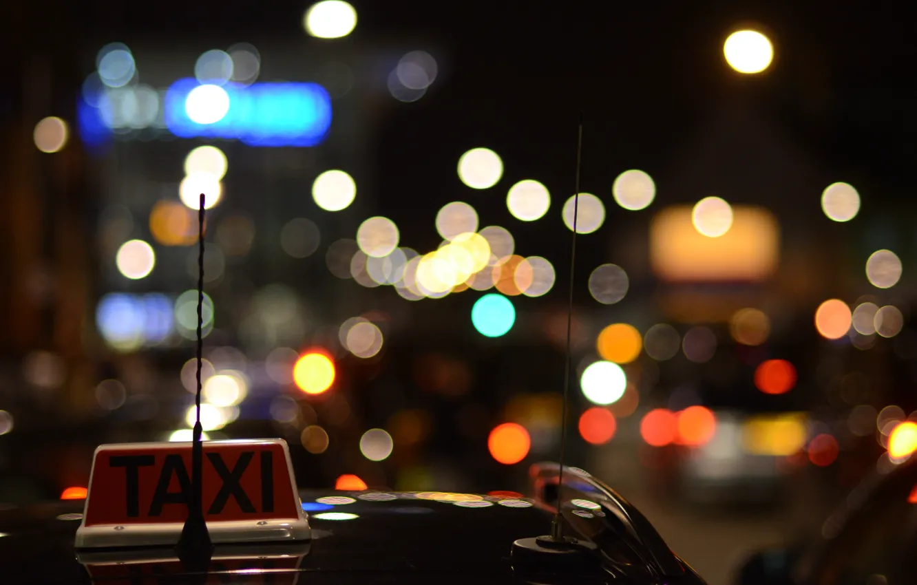 Photo wallpaper auto, machine, night, lights, darkness, the inscription, plate, lights
