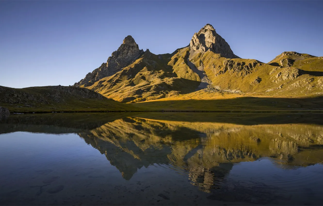 Photo wallpaper landscape, mountains, lake
