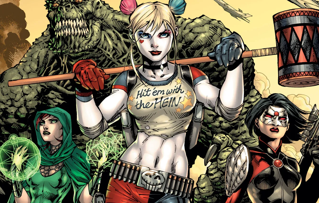 Photo wallpaper fantasy, monster, girls, rifle, artwork, Comics, fantasy art, Weapons