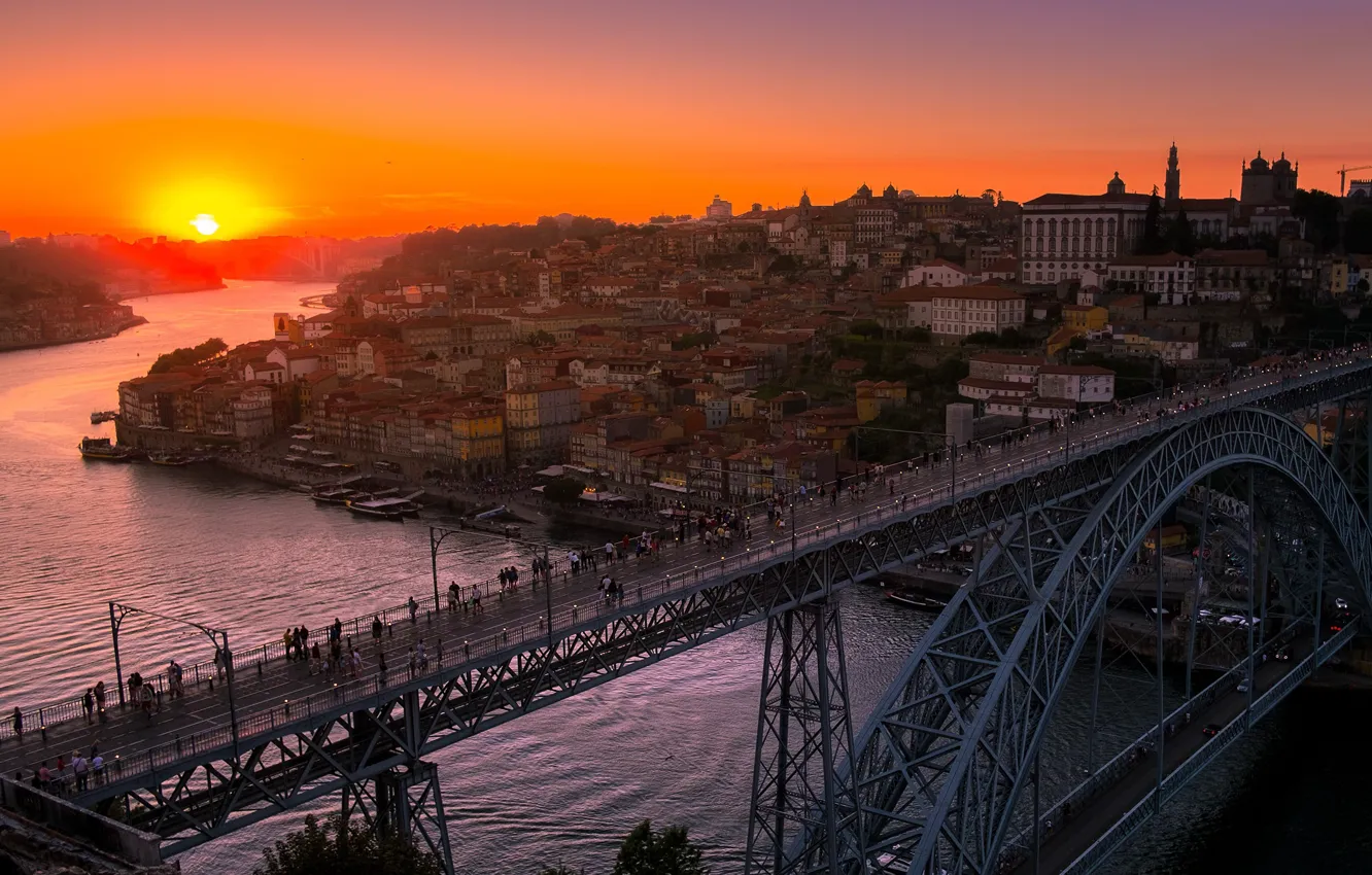 Photo wallpaper the city, Sunset, Porto