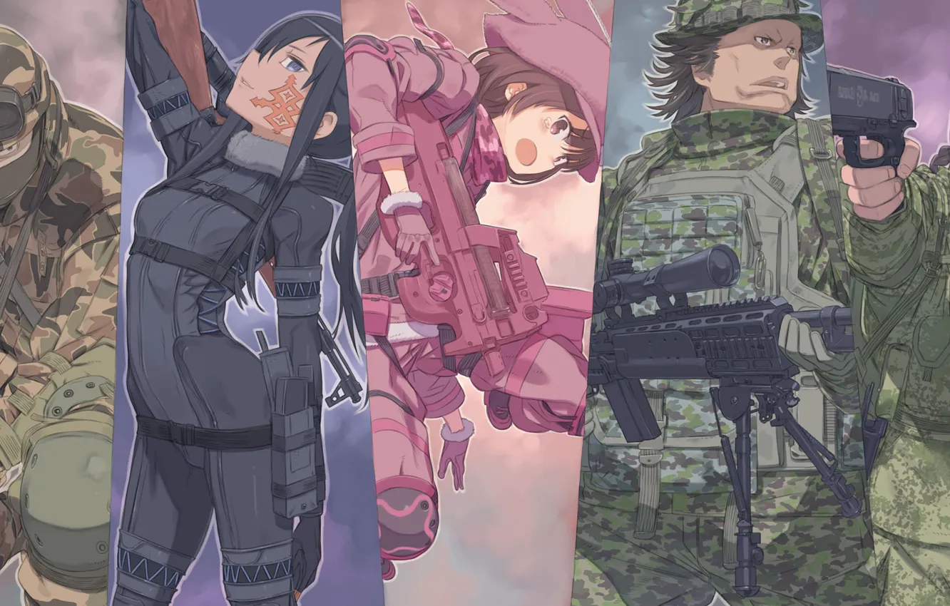 Photo wallpaper collage, characters, Sword art online, Sword Art Online, Sword Art Online Alternative: Gun Gale Online